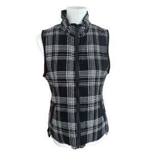 Me Jane plaid black-and-white fleece sterling winter vest
